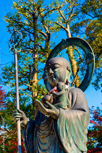 Myoshinji zen buddhist temple, Kyoto, Kansai, Honshu, Japan. Jizo statue. photo