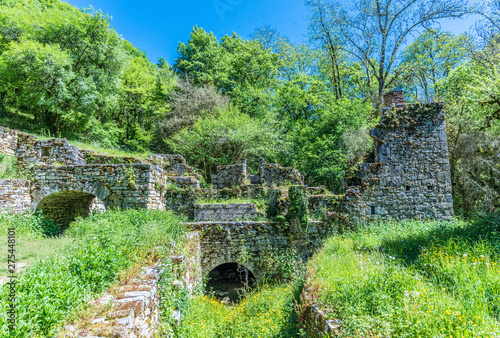 France, Natural regional park Causses du Quercy, Lot, Sensitive natural space, Alzou valley, ruins of tje Tournefeuille mill (Saint James way) photo