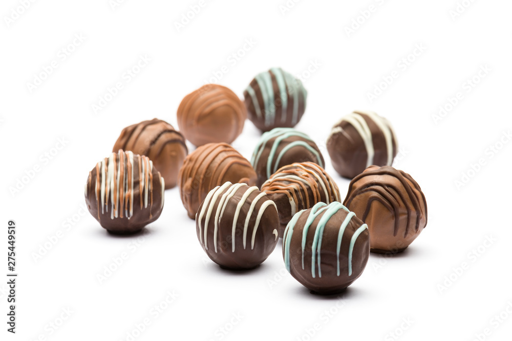 assorted chocolates confectionery on white background assorted chocolates confectionery on white background