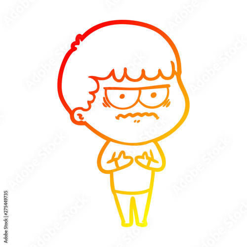 warm gradient line drawing cartoon annoyed man