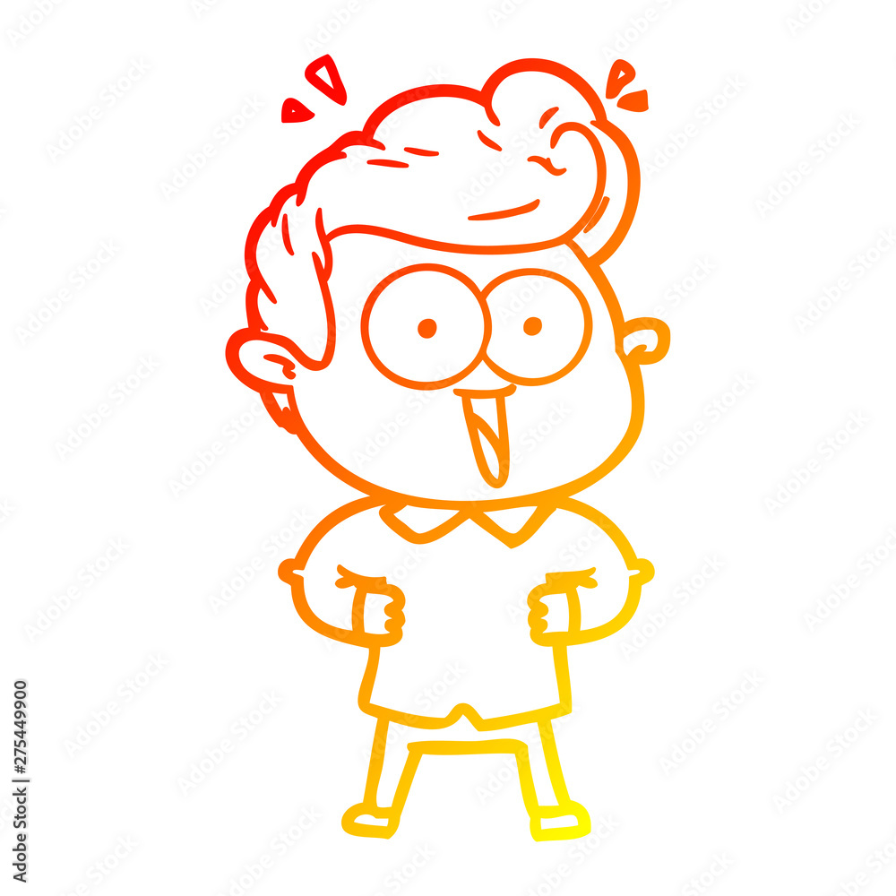 warm gradient line drawing cartoon excited man warm gradient line drawing cartoon excited man