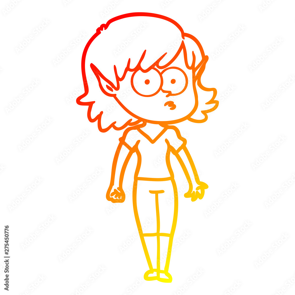 warm gradient line drawing cartoon elf girl staring warm gradient line drawing cartoon elf girl staring