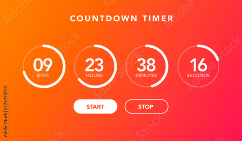 Vector illustration flat digital clock timer countdown for web site background
