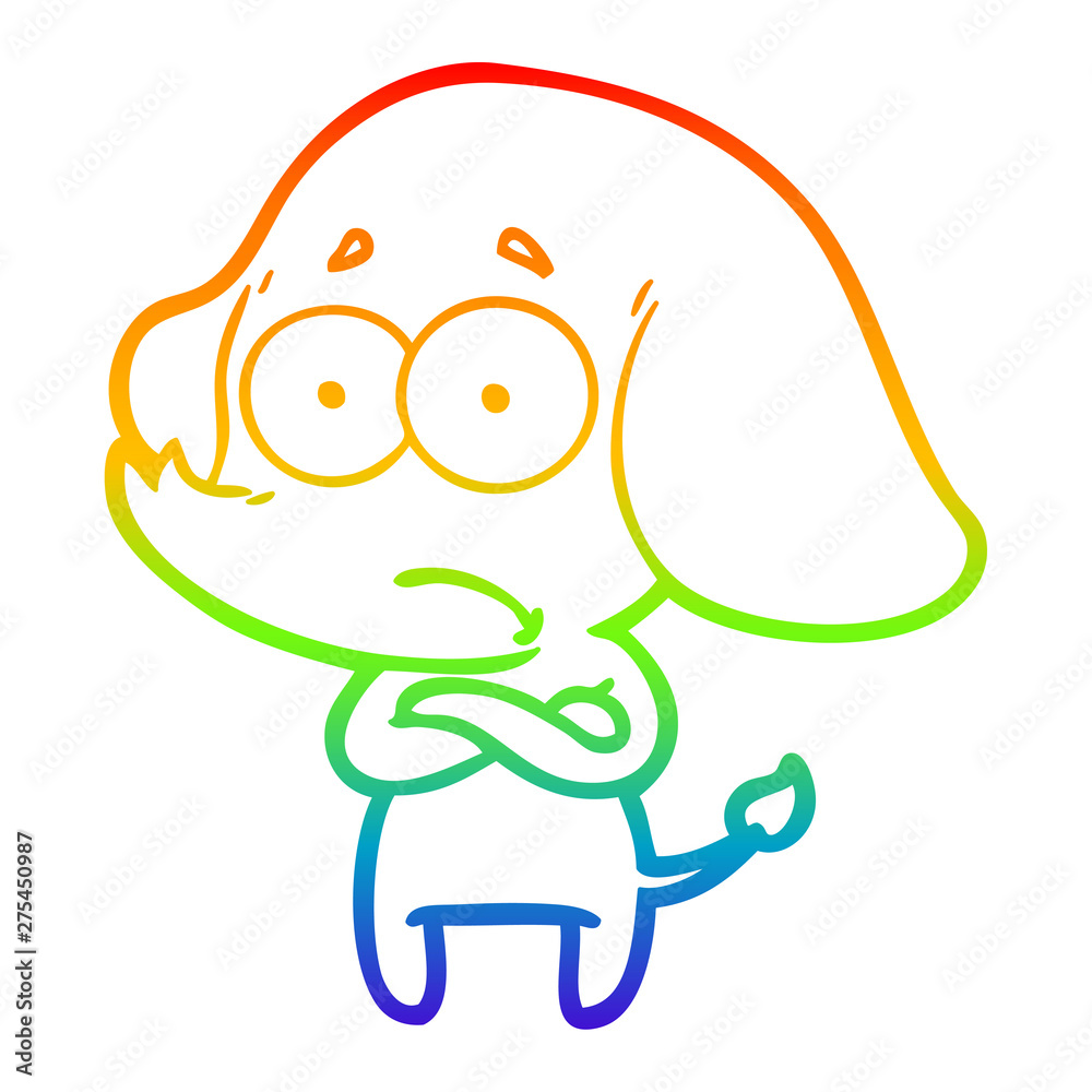 Obraz premium rainbow gradient line drawing cartoon unsure elephant