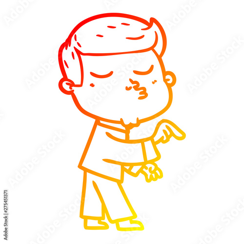 warm gradient line drawing cartoon model guy pouting