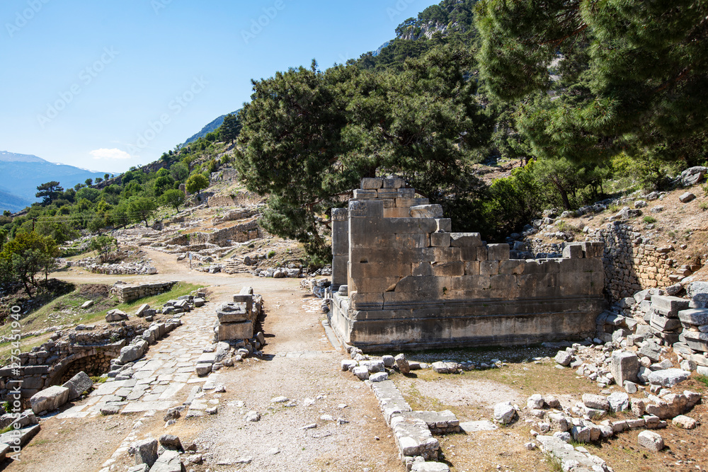 Ancient Lycian City of Arykanda. Overview of the gymnasium complex. Arykanda is an ancient city built on mountain terraces at an altitude of 1000 meter. It is an amazing ancient city. Antalya-Turkey Ancient Lycian City of Arykanda. Overview of the gymnasium complex. Arykanda is an ancient city built on mountain terraces at an altitude of 1000 meter. It is an amazing ancient city. Antalya-Turkey