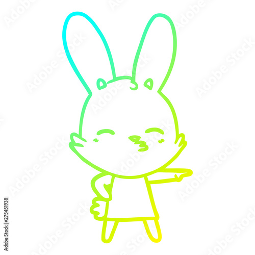 cold gradient line drawing curious bunny cartoon