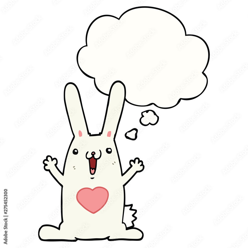 cartoon rabbit in love and thought bubble cartoon rabbit in love and thought bubble
