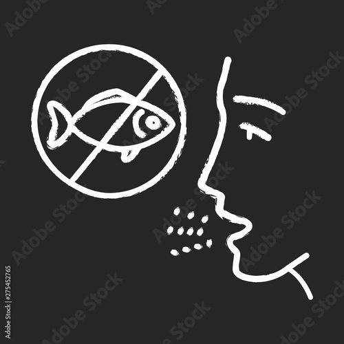 Fish allergy chalk icon