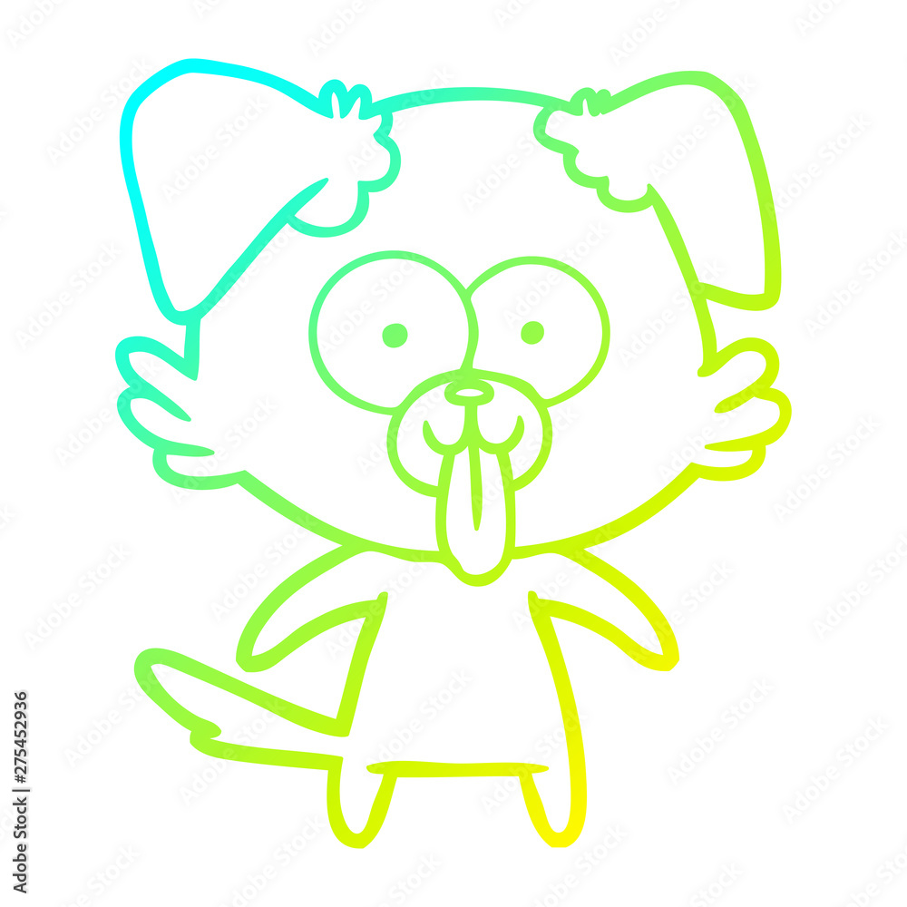 cold gradient line drawing cartoon dog with tongue sticking out cold gradient line drawing cartoon dog with tongue sticking out