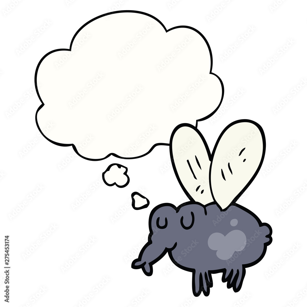 Obraz premium cartoon fly and thought bubble