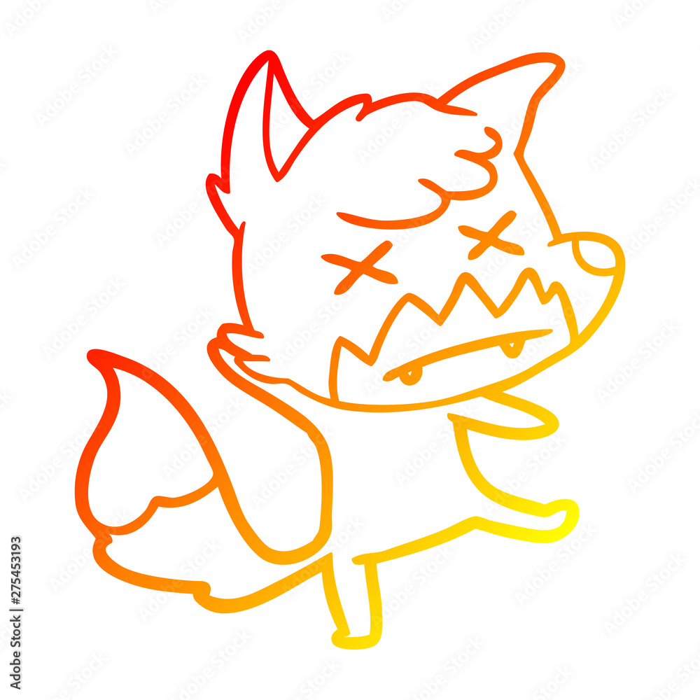 warm gradient line drawing cartoon dead fox warm gradient line drawing cartoon dead fox