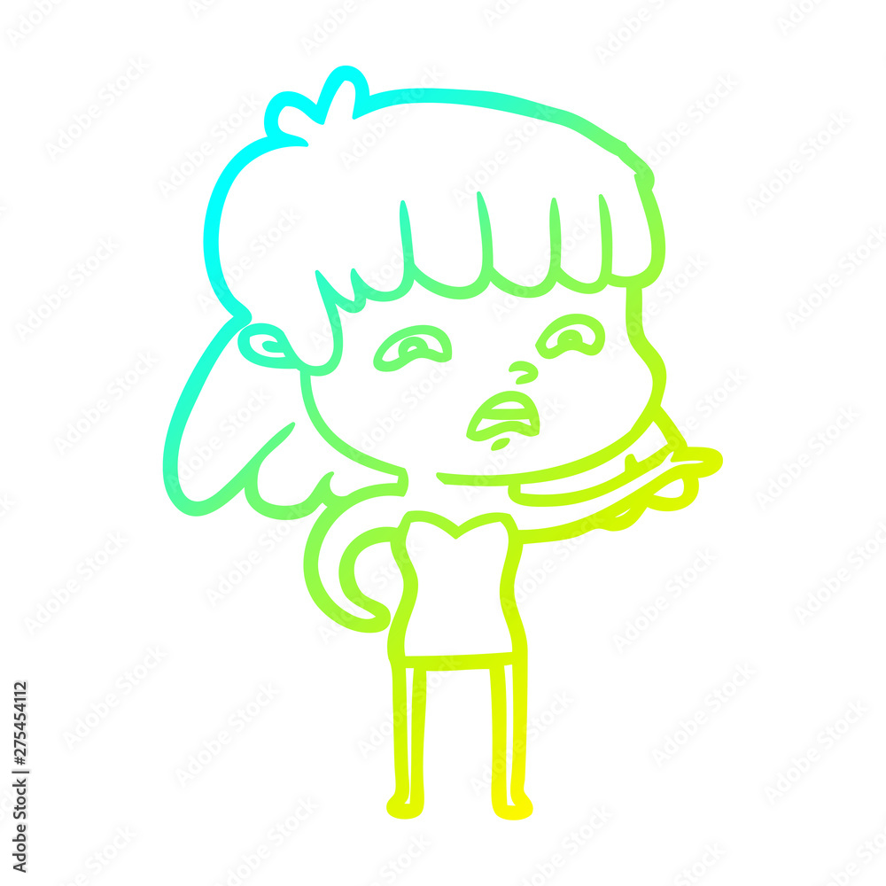 cold gradient line drawing cartoon worried woman cold gradient line drawing cartoon worried woman