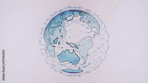 wireless internet data wifi connectivity by a global system of telecommunication satellites in render concept animation on black background 3d rendering in 4K