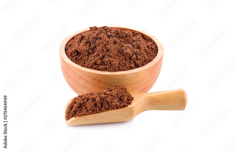 Cocoa powder isolated on a white background Cocoa powder isolated on a white background