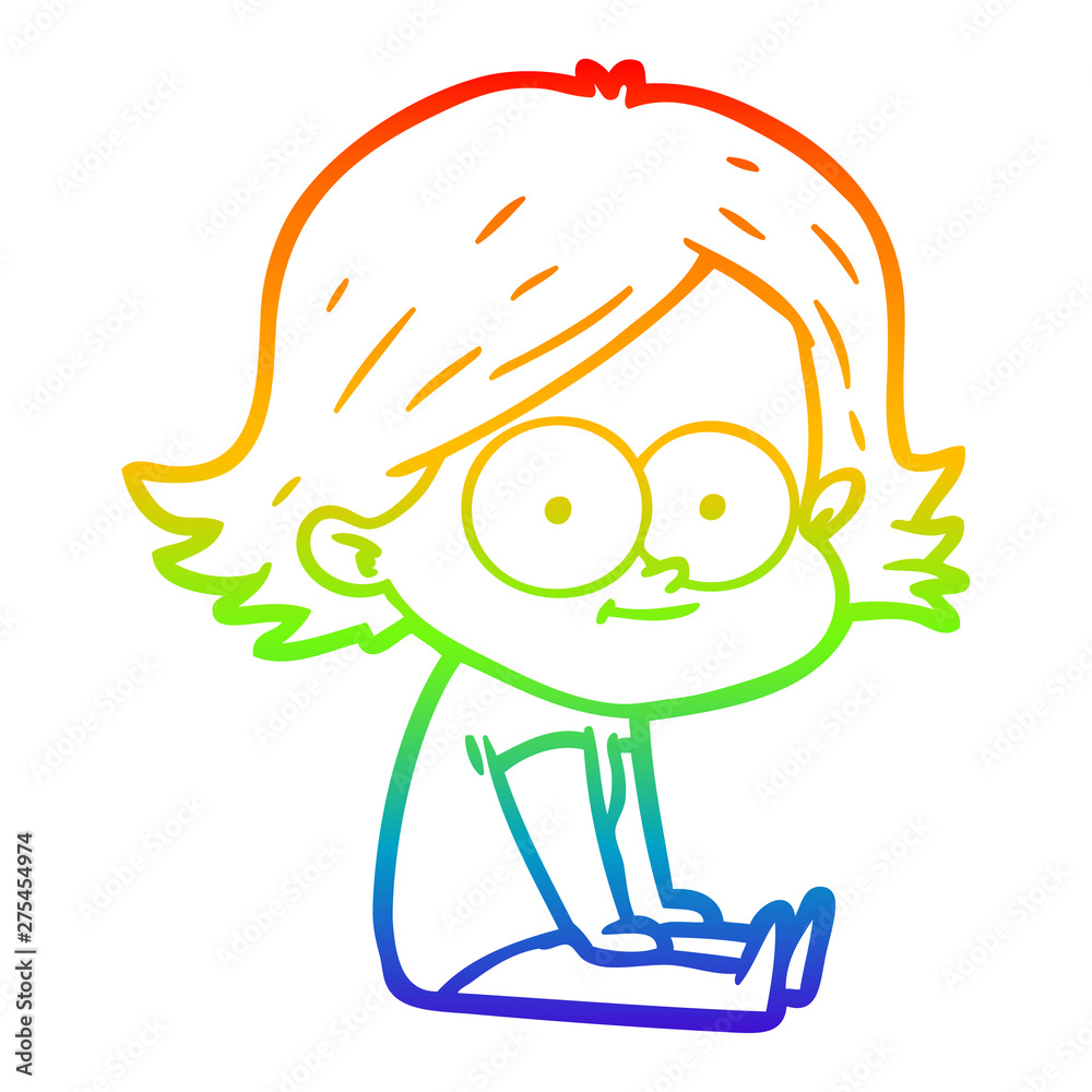 rainbow gradient line drawing happy cartoon girl rainbow gradient line drawing happy cartoon girl
