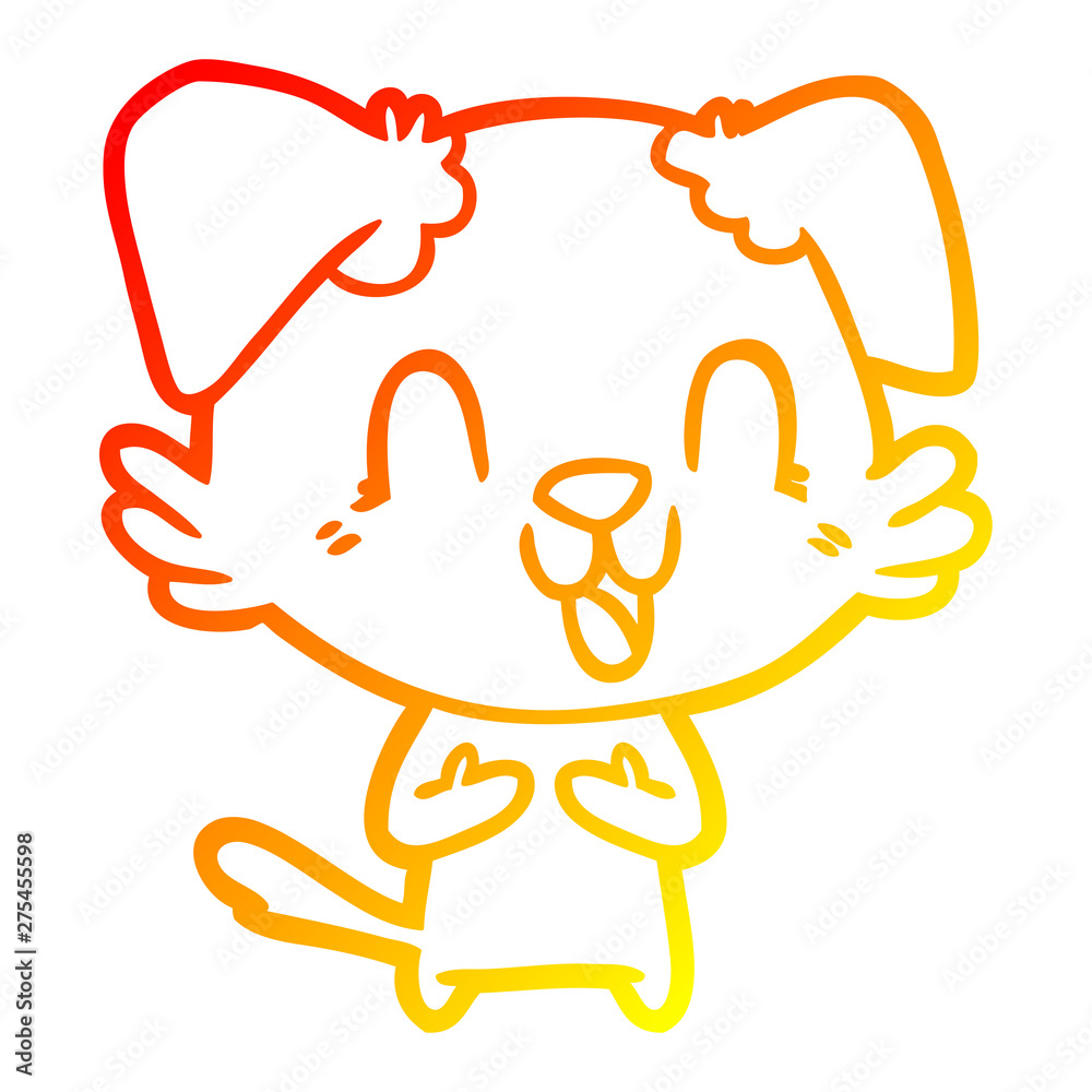 warm gradient line drawing laughing cartoon dog warm gradient line drawing laughing cartoon dog