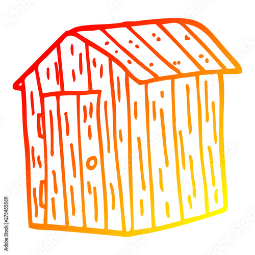 warm gradient line drawing cartoon wooden shed