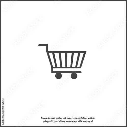 Shopping cart icon. Vector illustration cart on white isolated background.