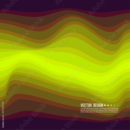 Distorted wave colorful texture. Abstract dynamical rippled surface. Vector stripe deformation background. Transition and gradation of color.