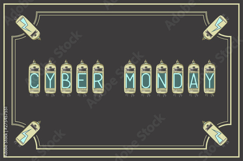 Cyber Mondey.Vector illustration. Vintage style. Retro. Amps