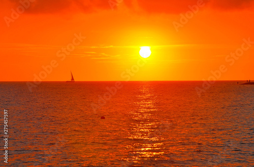 Fototapeta Naklejka Na Ścianę i Meble -  Sunset on the Black Sea in Sochi. Russia