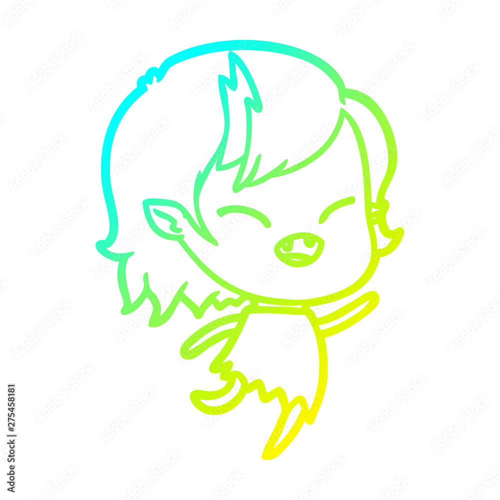 cold gradient line drawing cartoon laughing vampire girl cold gradient line drawing cartoon laughing vampire girl