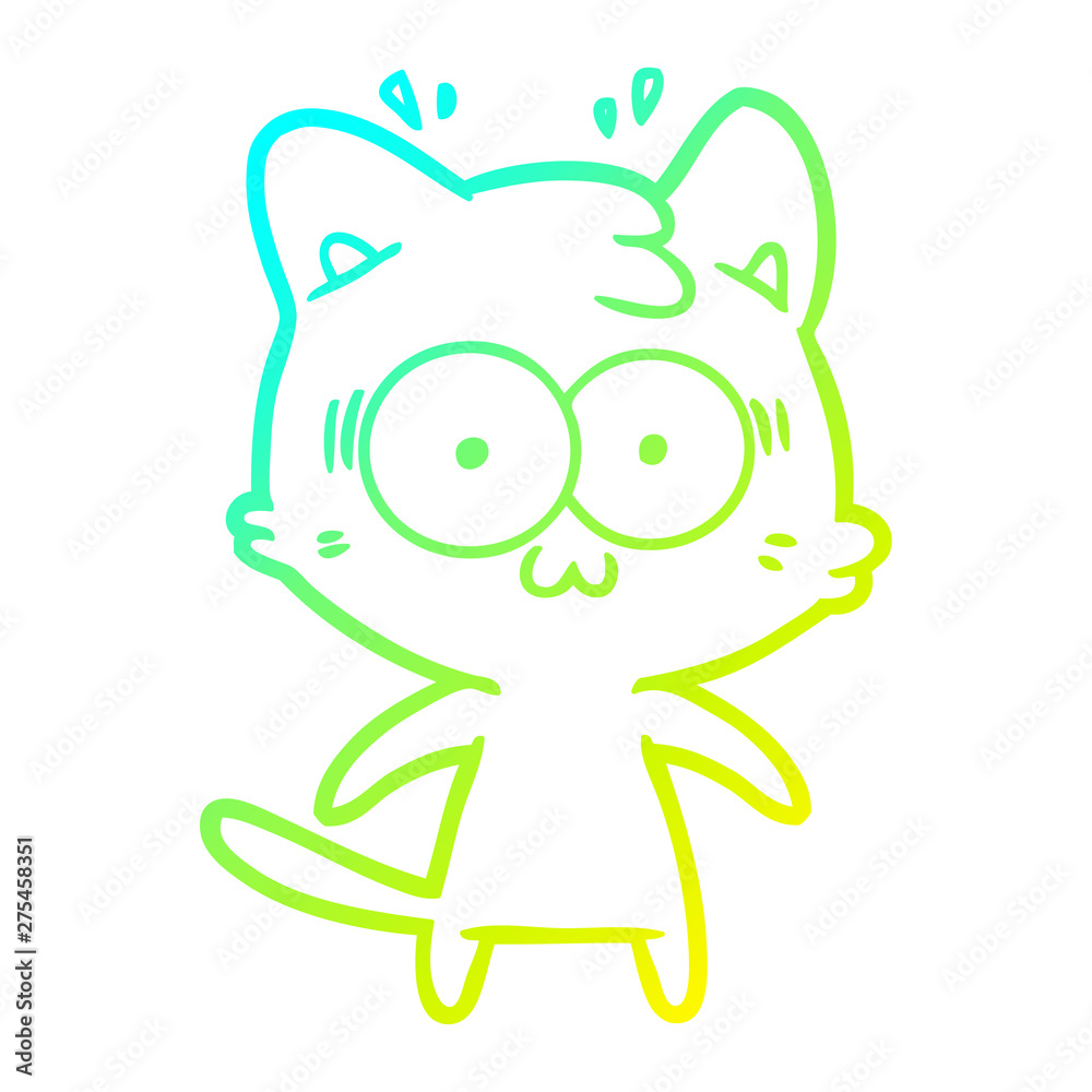 cold gradient line drawing cartoon surprised cat cold gradient line drawing cartoon surprised cat