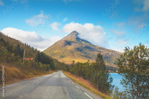Mountain road. Senja island, Norway, Europe