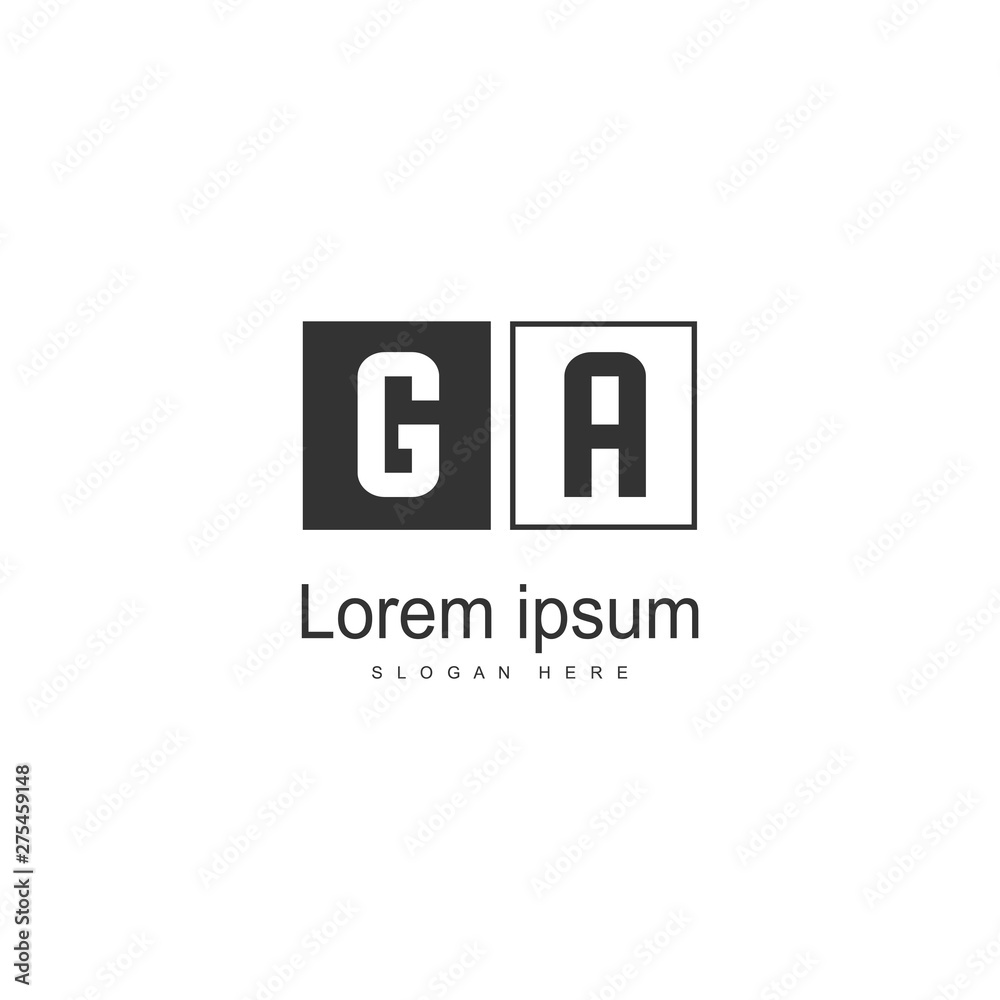 Fototapeta premium Initial GA logo template with modern frame. Minimalist GA letter logo vector illustration