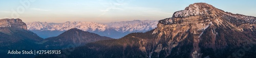 French landscape - Chartreuse. Panoramic view over the peaks of Chartreuse and the french Alps.