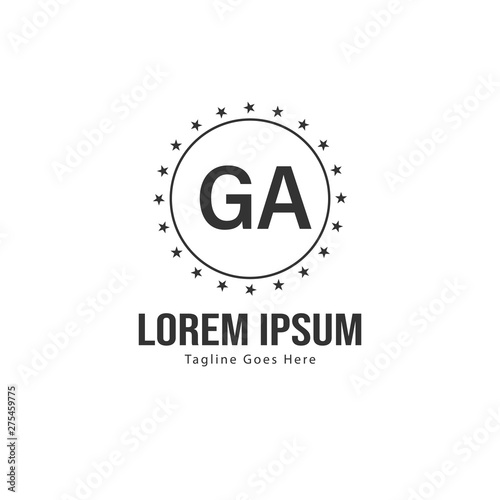 Initial GA logo template with modern frame. Minimalist GA letter logo vector illustration