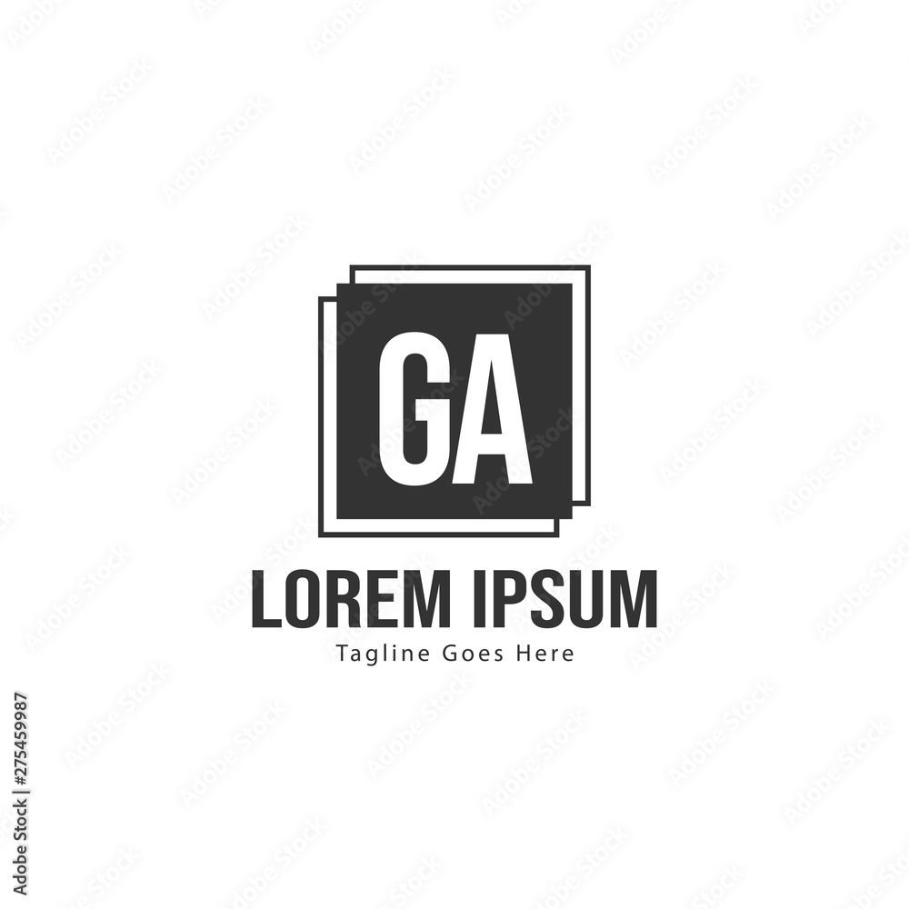 Initial GA logo template with modern frame. Minimalist GA letter logo vector illustration