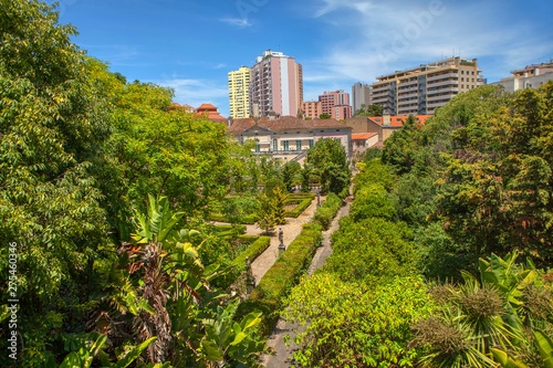 landscape with houses and green park in Lisbon