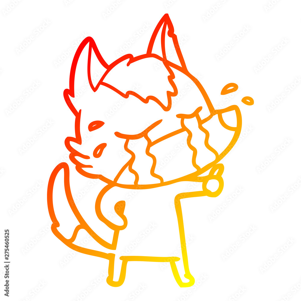 warm gradient line drawing cartoon crying wolf warm gradient line drawing cartoon crying wolf