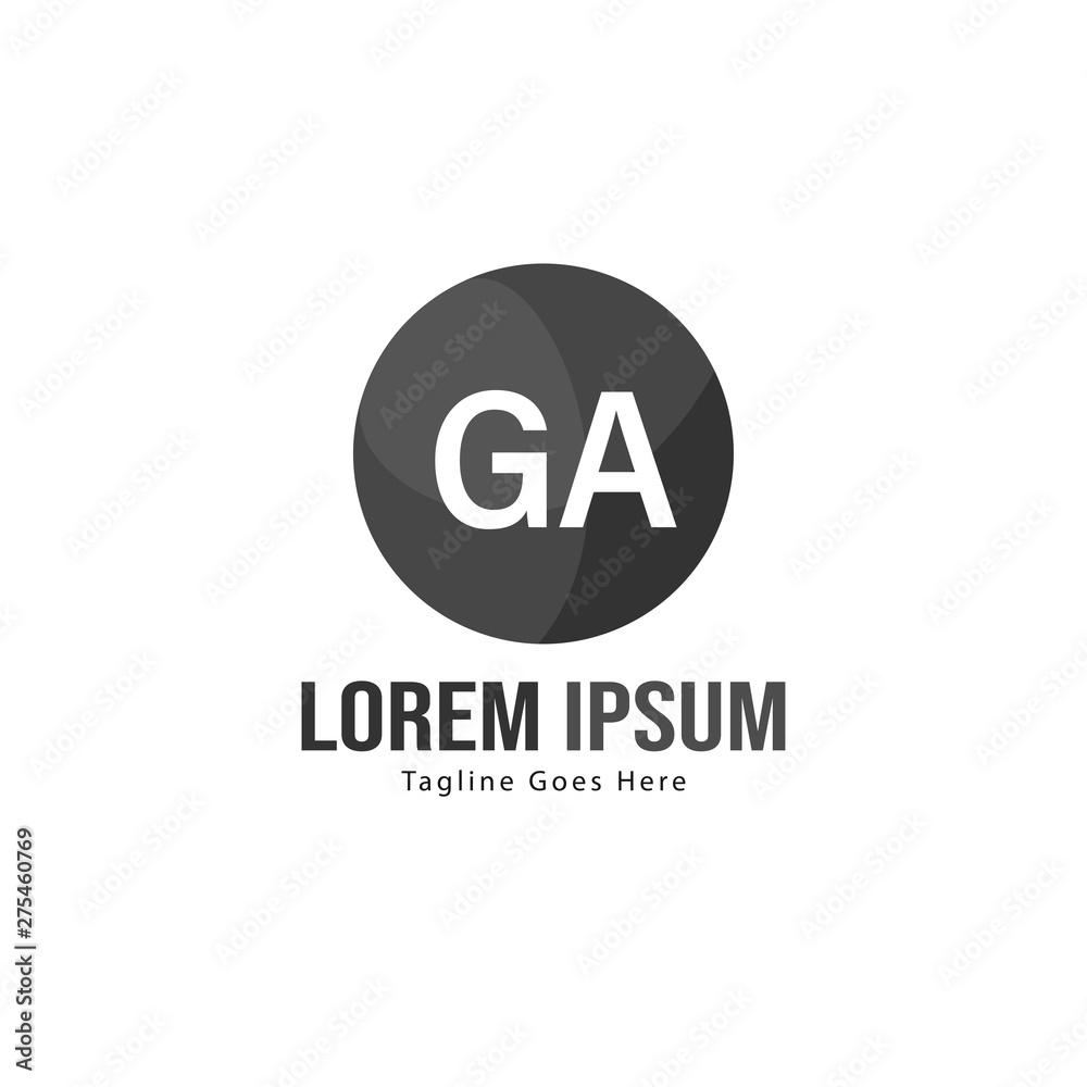 Initial GA logo template with modern frame. Minimalist GA letter logo vector illustration
