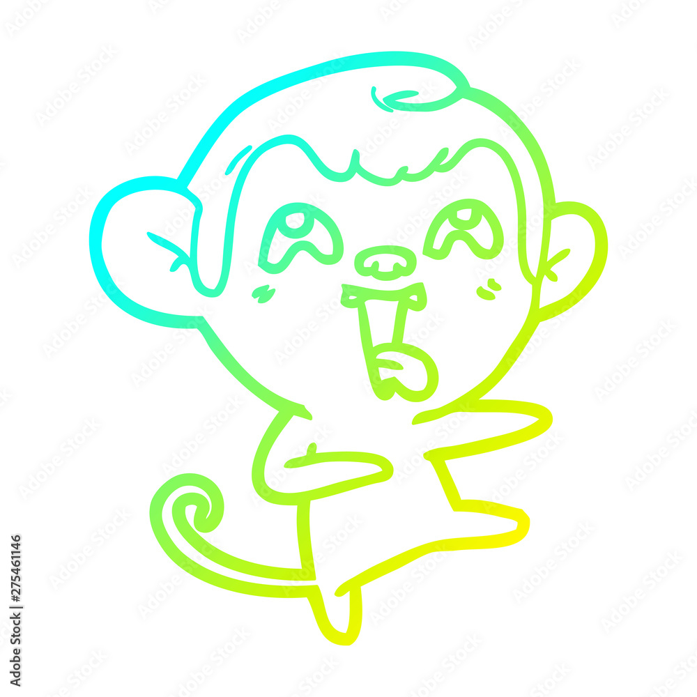 cold gradient line drawing crazy cartoon monkey cold gradient line drawing crazy cartoon monkey