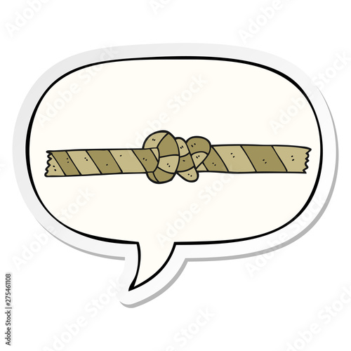 cartoon knotted rope and speech bubble sticker