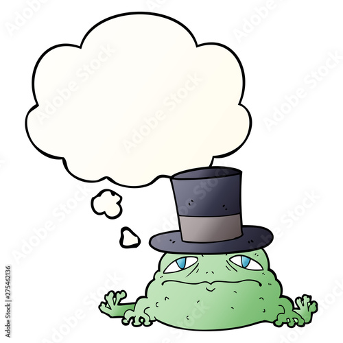 cartoon rich toad and thought bubble in smooth gradient style