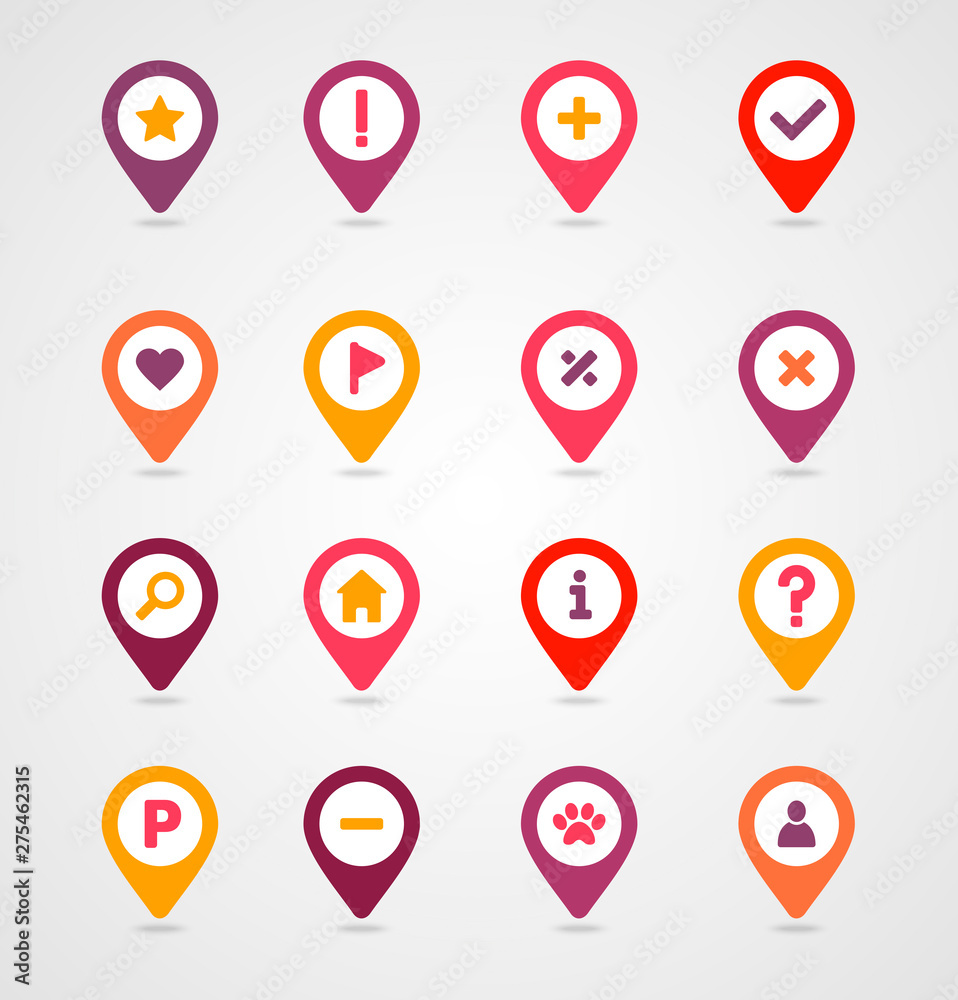 Pin map icon set. Map pointer. Map markers