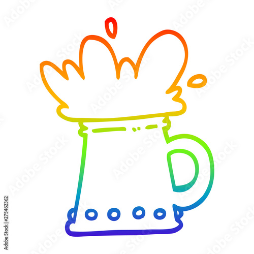 rainbow gradient line drawing cartoon beer tankard