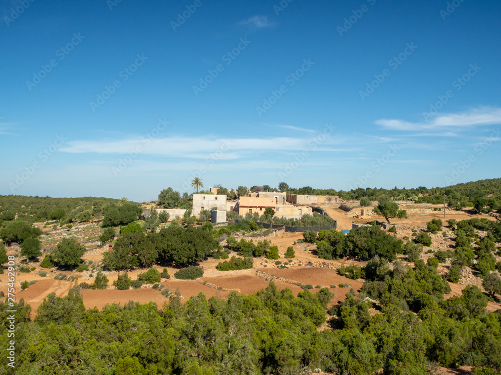 Agadir, Morocco, North Africa [Moroccan mountain landscape, rural village farm and house, green nature in winter]