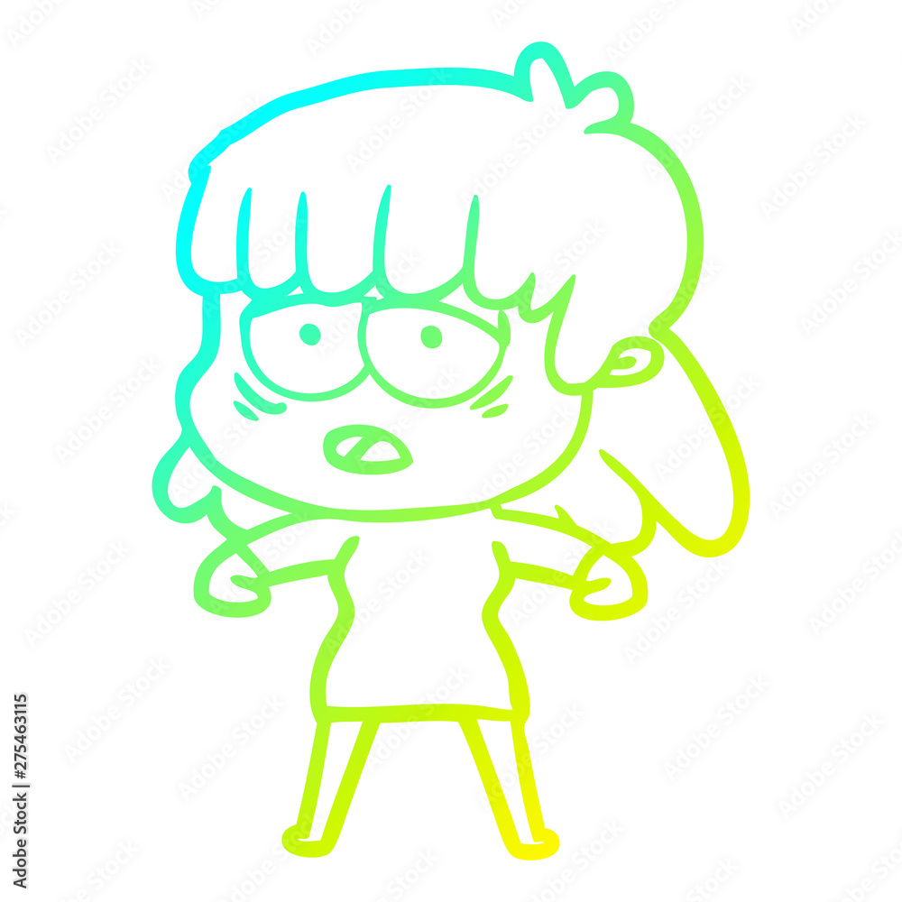 cold gradient line drawing cartoon tired woman cold gradient line drawing cartoon tired woman