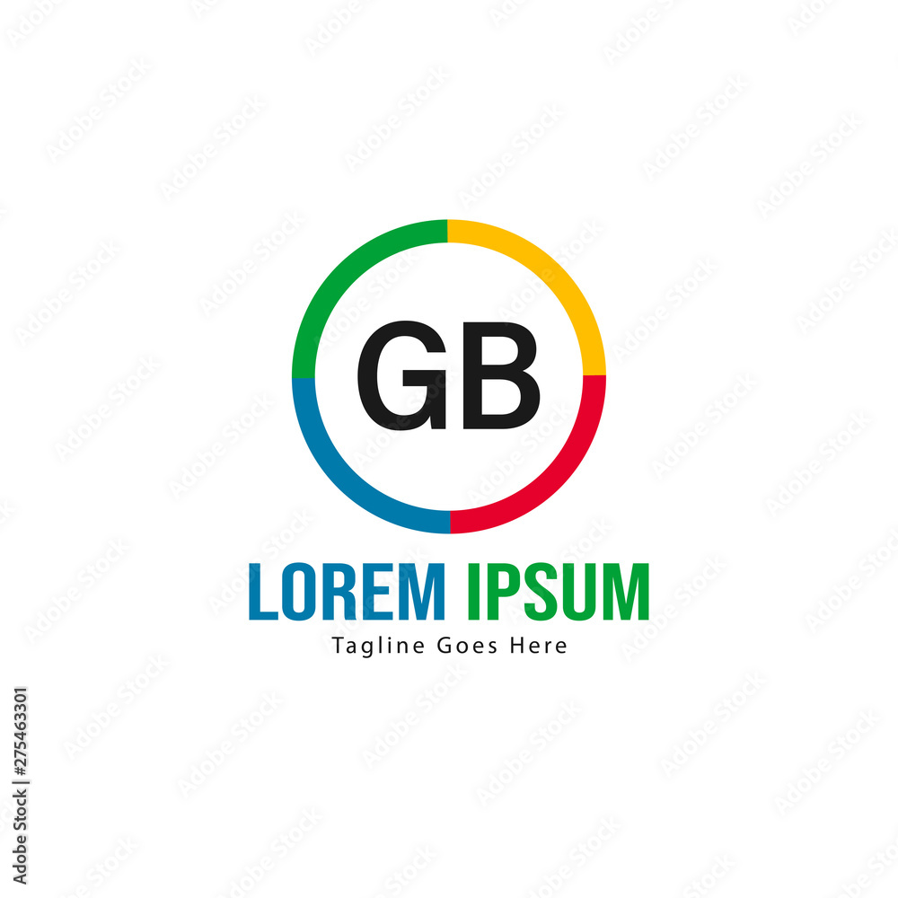 Initial GB logo template with modern frame. Minimalist GB letter logo vector illustration