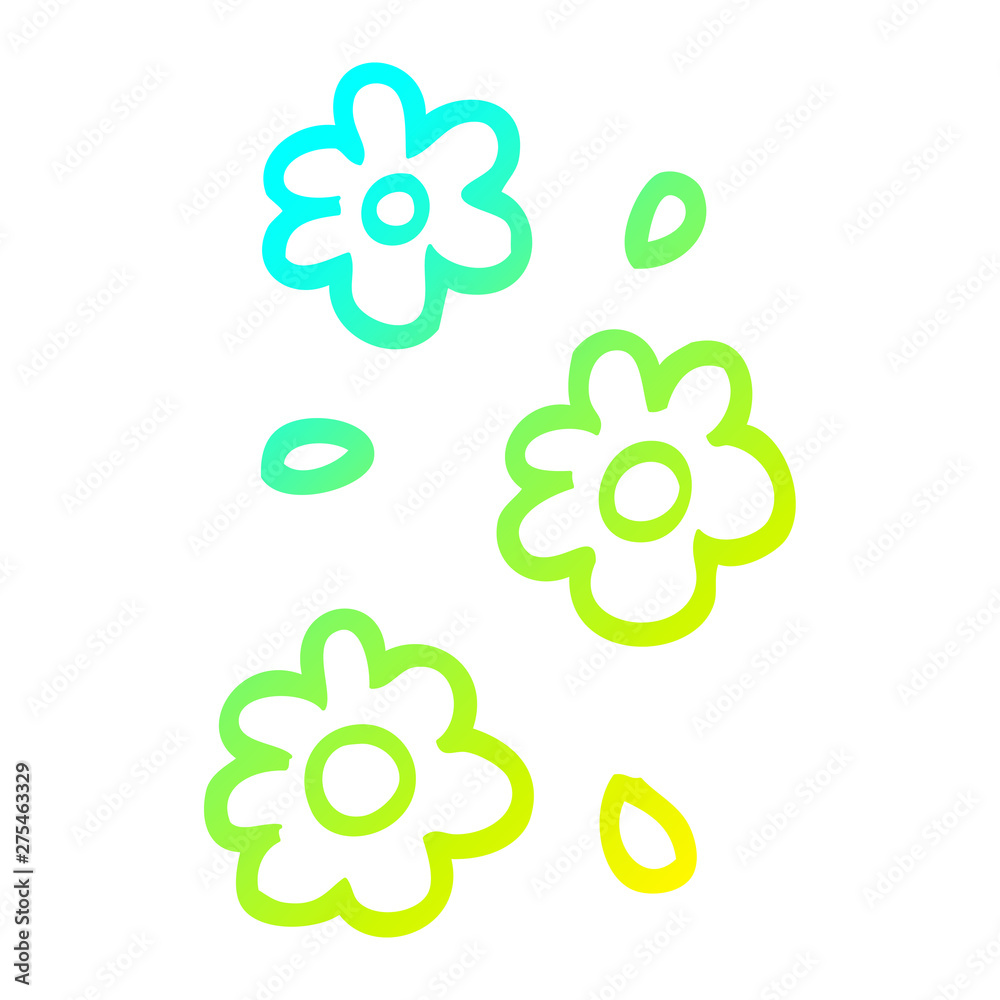 cold gradient line drawing cartoon flower heads cold gradient line drawing cartoon flower heads