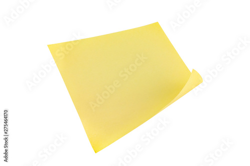 One blank square yellow sticker isolated on white background