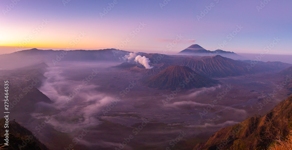 Obraz premium Indonesia famous place attraction for tourist Mount Bromo in east java is an active volcano and part of the Tengger massif, Java, Indonesia