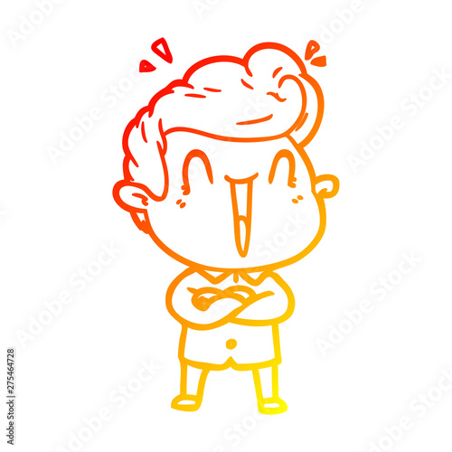 warm gradient line drawing cartoon excited man