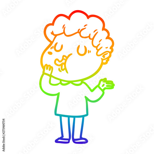rainbow gradient line drawing cartoon man singing