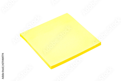 One blank square yellow sticker isolated on white background